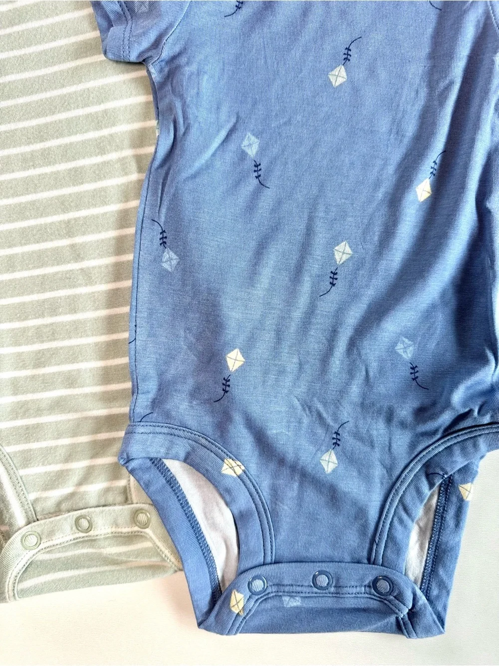 Carter's Bamboo Blue Kite Print & Sage Stripe Baby One-Piece Bodysuits - 2 Pack